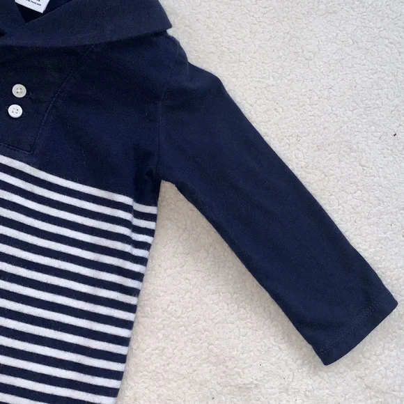 Janie and Jack Navy and White Striped Baby Romper EUC 6-12M - Picture 3 of 9